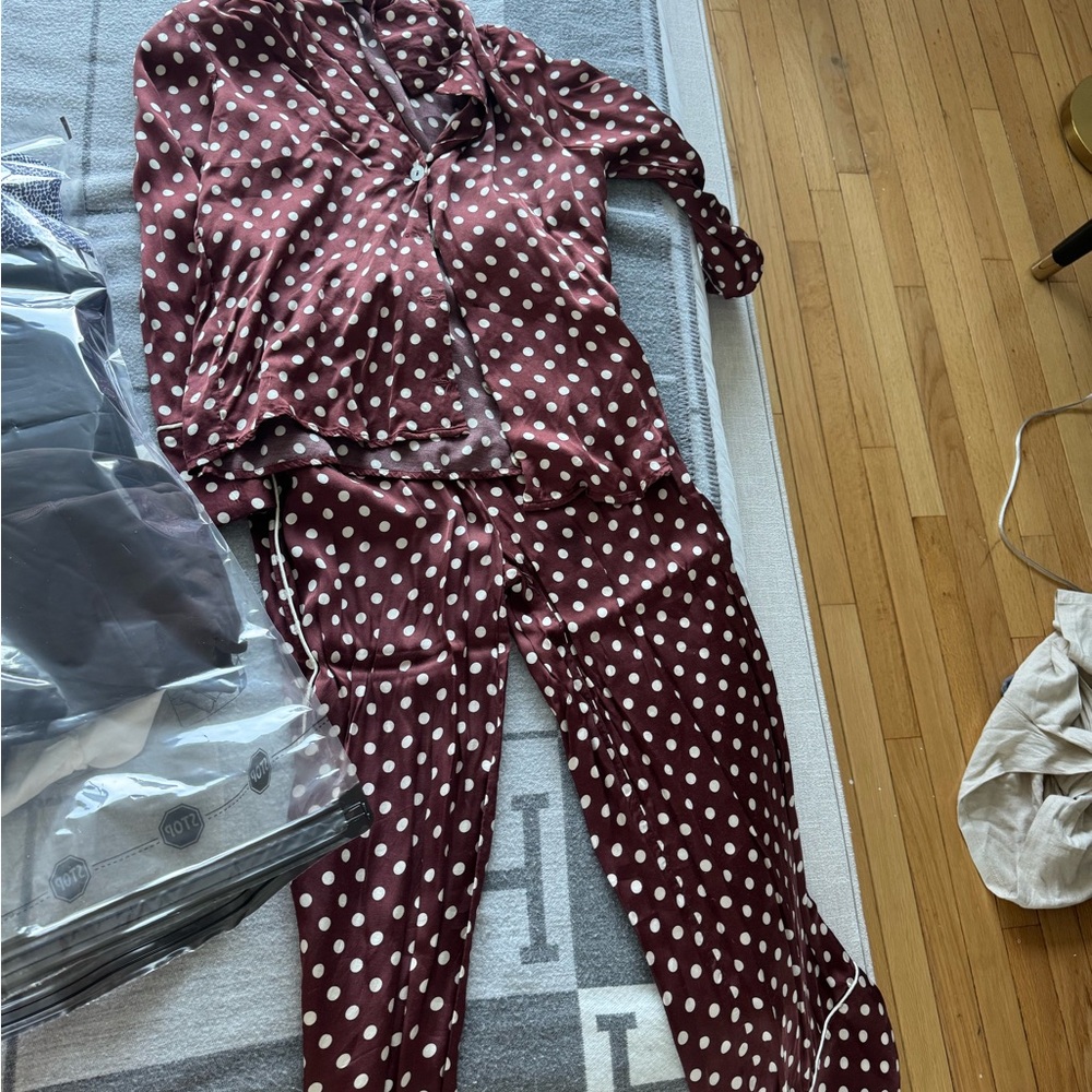 Mango Burgundy Polka Dot Top